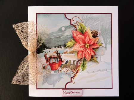 Vintage Christmas at Moonlight 7x7 card with decoupage by Valerie Spowart