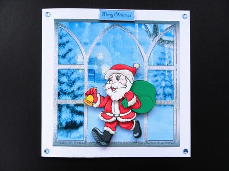 Christmas eve is here 7x7 card with decoupage by Valerie Spowart