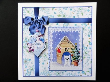 A Westie Christmas 8x8 card with decoupage by Valerie Spowart