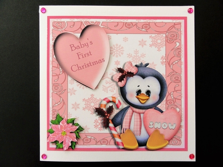 Penguin Babys First Christmas Pink by Valerie Spowart