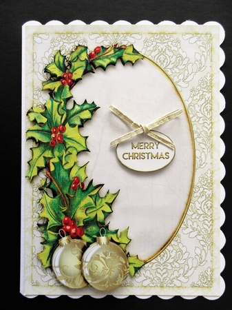 Christmas Holly & Bauble without Text by Valerie Spowart