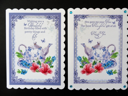 Teapot Thank You/Birthday Card Fronts by Valerie Spowart