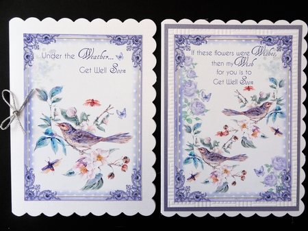 2 Little Bird Get Well  Card Fronts by Valerie Spowart