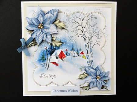 Heavy snowfall 7x7 card with decoupage by Valerie Spowart