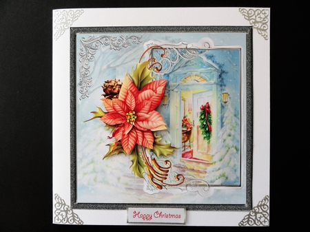 Welcome to our home at Christmas 7x7 card with decoupage by Valerie Spowart