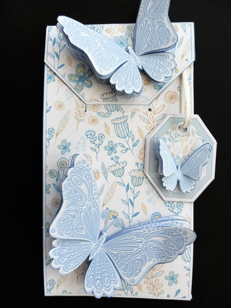 Blue and Cream Floral with Butterflies Card/Money Envelope Mini Kit by Valerie Spowart