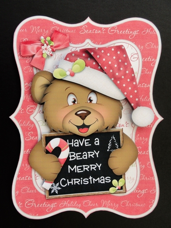 Beary Merry Christmas Bracket Shaped Card by Valerie Spowart