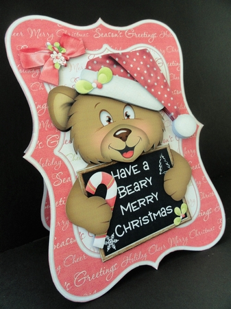 Beary Merry Christmas Bracket Shaped Card by Valerie Spowart