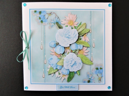 Blue Flower Bouquet Square Card Front by Valerie Spowart