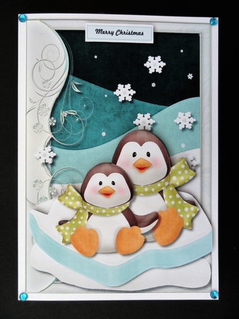 Winterfun In The Snow Cute penquins by Valerie Spowart