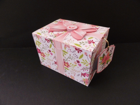 Gift Box Pretty Floral Pattern with Bow Decoupage by Valerie Spowart