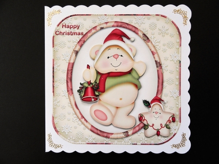 Christmas Bear Rounded Square Card Front by Valerie Spowart