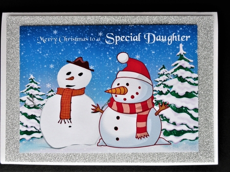 Christmas card toppers with winter scene and snowmen by Valerie Spowart
