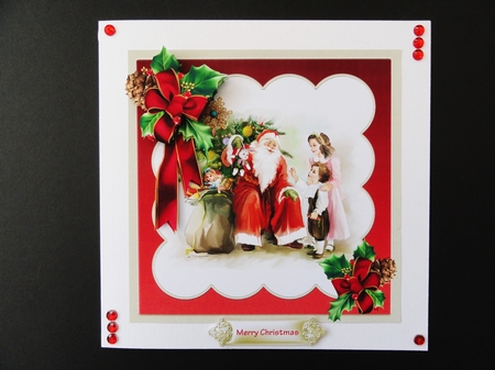 Santa Clause and children 7x7 card by Valerie Spowart