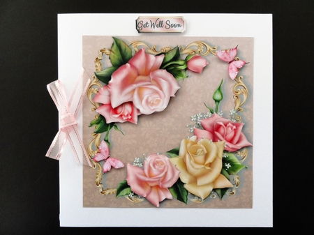 Beautiful Pink & Gold Roses 7x7 by Valerie Spowart