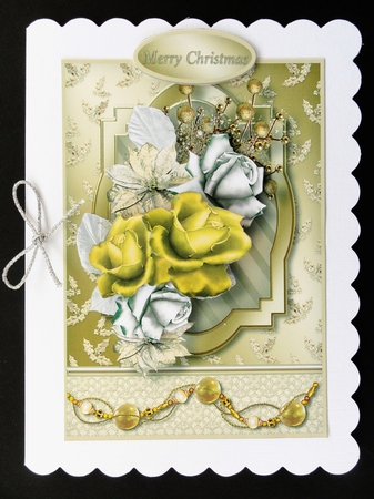 A Golden Christmas Decoupage Card Front by Valerie Spowart