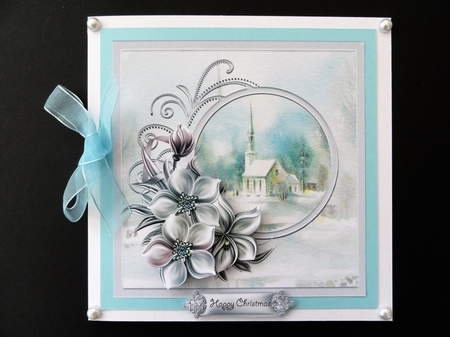 Peaceful church 7x7 card with decoupage by Valerie Spowart