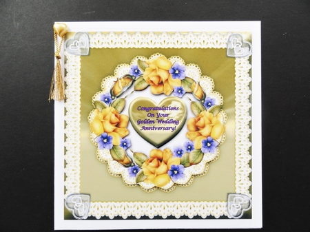 Golden Roses For My Love - 6 x 6 Topper for Birthday, Anniversary, Valentine etc. by Valerie Spowart