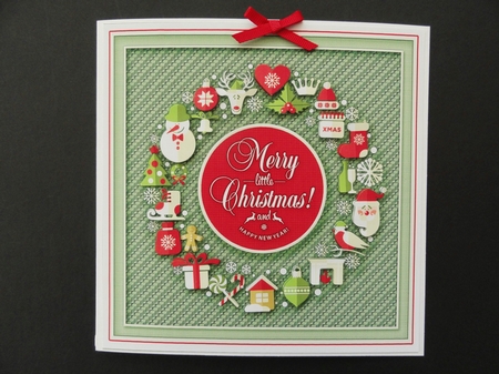 Merry Christmas Wreath 8in x 8in Decoupage by Valerie Spowart