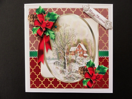 A farmhouse 7x7 card with decoupage by Valerie Spowart