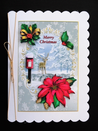 Poinsettia Snow Scene Card Front by Valerie Spowart