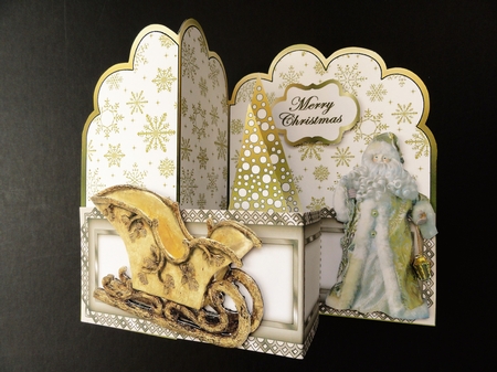 Z-Fold pop-up   Golden Santa by Valerie Spowart