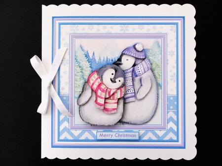 Penguin Love Christmas 8x8 Decoupage & Insert Kit by Valerie Spowart