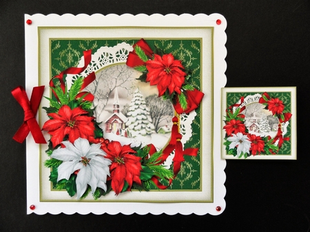 8x8 vintage Christmas church scene 1 mini kit by Valerie Spowart