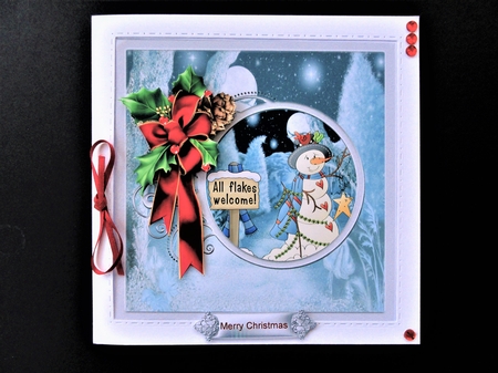 Snowman in the moonlight by Valerie Spowart
