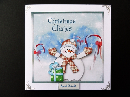 Snowman Christmas wishes 7x7 card by Valerie Spowart