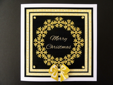 Black and Gold Snowflake Wreath by Valerie Spowart