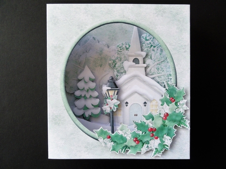 Christmas Church Scene Shadowbox Card Kit by Valerie Spowart