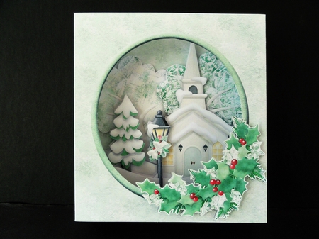 Christmas Church Scene Shadowbox Card Kit by Valerie Spowart