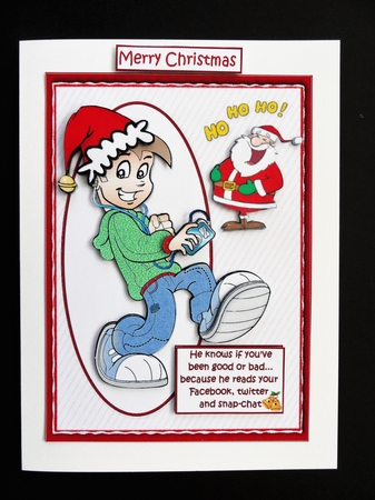 Teen boy and Santa  by Valerie Spowart