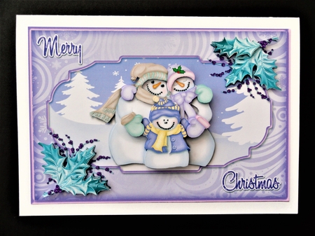 Snow Family Large Christmas Card Front by Valerie Spowart