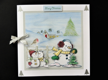 Snowman family Christmas tree by Valerie Spowart