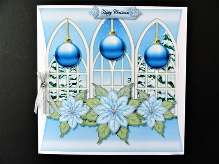 Cute Christmas  Poinsettias & Baubles Topper by Valerie Spowart