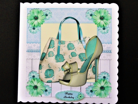 Beautiful Aqua Floral Handbag & Shoe 8x8 Mini Kit` by Valerie Spowart