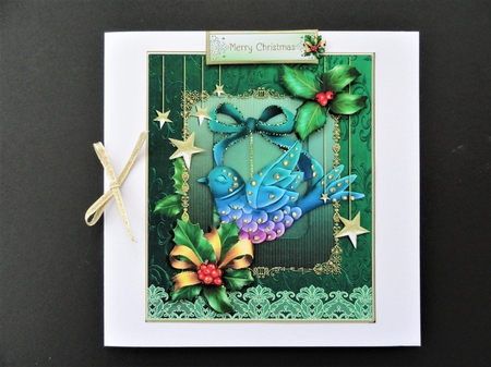 Christmas Bird Ornament CF 6X7 Green by Valerie Spowart