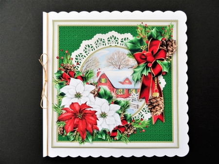 8x8 Snowy cottage scene with poinsettias mini kit by Valerie Spowart