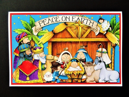 5 X 7 TOPPER CARD, DECOUPAGE AND ENVELOPE KIT - NATIVITY by Valerie Spowart
