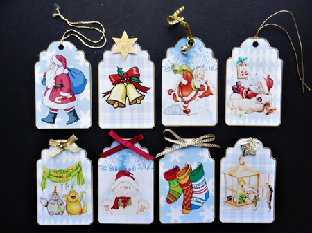 Happy Christmas Tags x 8 by Valerie Spowart
