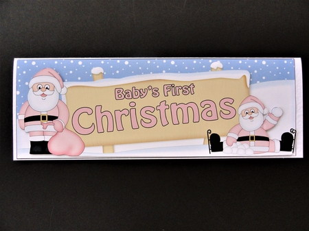 large DL Merry BABY FIRST CHRISTMAS Santa Signpost 3D decoupage by Valerie Spowart
