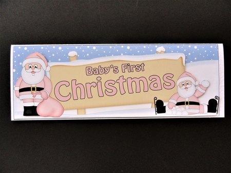 large DL Merry BABY FIRST CHRISTMAS Santa Signpost 3D decoupage by Valerie Spowart