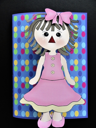RAGGEDY ANNE BRUNETTE DRESS-UP DOLL ACTIVITY CARD by Valerie Spowart