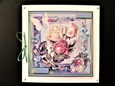 Vintage rose, lace and butterfly by Valerie Spowart