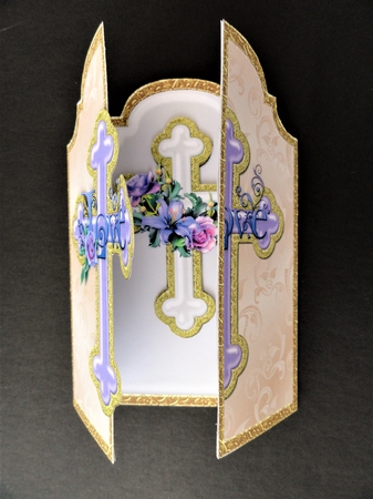 TRI-FOLD CARD AND ENVELOPE KIT - GORGEOUS CROSS DECOUPAGE CARD by Valerie Spowart