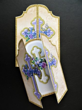 TRI-FOLD CARD AND ENVELOPE KIT - GORGEOUS CROSS DECOUPAGE CARD by Valerie Spowart
