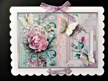 pink rose and butterfly by Valerie Spowart