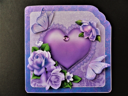 Lilac Heart Large Scalloped Corner Card Kit by Valerie Spowart
